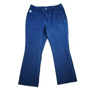 Dream Jeannes by Quacker Factory Jeans Womens Size 16 Blue Jeweled Rhinestone